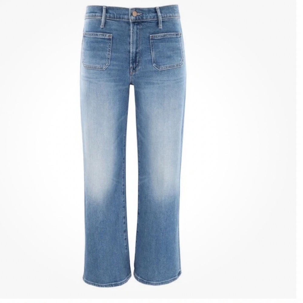 Mother Maven Ankle Mid Rise Patch Pocket Jeans Avant-Gardener Blue 29